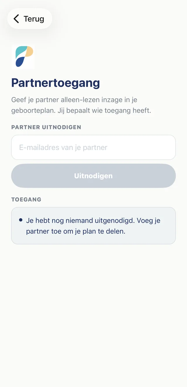 Partnertoegang instellen in de Parivo-app
